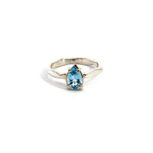 Load image into Gallery viewer, Handmade Sterling Silver and 14k Yellow Gold Ring Featuring a Blue Topaz Gemstone

